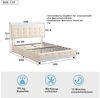 Flieks Polsterbett, LED Doppelbett 4 Schubladen 2 USB-Anschluss 140x200cm Leinen Bild 3