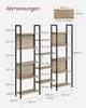 Vasagle Bücherregal, Standregal mit 14 Ablagen, Regal mit Metallrahmen, für Wohnzimmer, Arbeitszimmer, Büro, Industrie-Design, 24 x 158 x 166 cm, eichenfarben mit Blauer Maserung-schwarz SLL107B60 Bild 2