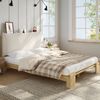 Merax Doppelbett, Polsterbett, 140x200cm Kinderbett, Gepolsterte Ruckenlehne mit Klettverschluss, Stabile Lattenroste, Breitere Bettbeine, Kiefer+Schwamm+Sperrholz, Natur Bild 3