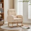 Schaukelstuhl Beige aus Teddy-Samt mit Beinstütze, 132x50x99 cm Bild 2