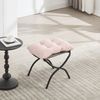 Bequemer Lounge Sessel mit Hocker, ergonomischer Relaxstuhl mit Armlehnen und Seitentasche, weicher Flanellbezug,Rosa Bild 4