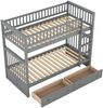 Etagenbett aus Kiefernholz mit 2 Schubladen, 90x200 cm, Grau, ohne Matratze Bild 5