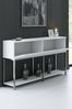 Dmora Kommode Basilia, Wohnzimmerbuffet, Wohnzimmer-Sideboard, Moderne Küchen-Speisekammer, 150x30h80 cm, Weiß und Silber Bild 4