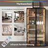 Flieks 2er-Set Hochschrank 74 x 36 x 155 cm, Aufbewahrungsschrank mit LED-Lichtleiste, Milchglastüren, 2 Schubladen, Vitrine & Badschrank, Naturholzfarbe Bild 4