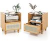 2er Set Bambus Nachttisch mit Schublade Beistelltisch mit Verstecktem Stauraum Natur Bild 1