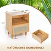 2er Set Bambus Nachttisch mit Schublade Beistelltisch mit Verstecktem Stauraum Natur Bild 2