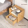 2er Set Bambus Nachttisch mit Schublade Beistelltisch mit Verstecktem Stauraum Natur Bild 3
