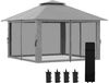 Höhenverstellbares Pop-up-Faltzelt, UV-Schutz 50+, Doppeldach und Moskitonetze, 4 x 4 x 2,8 m, grau Bild 2