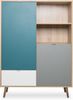 Finori Cuba 53 Highboard, Dekor Sonoma Eiche / Tricolor | Highboard für Wohnzimmer | Maß: B x H x T ca. 103 x 139 x 40 cm | Highboard mit 2 Türen (dahinter je 1 Einlegeboden), 2 offene Fächer und 1 Schubkasten Bild 4