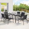Gartenmöbel-Set mit Tisch und Stühlen in Holzoptik, bestehend aus einem Tisch und 6 Stühlen mit atmungsaktiven Sitzen für Terrasse und Balkon, Schwarz Bild 3