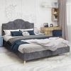 Flieks Doppelbett 140x200cm, Polsterbett mit Kopfteil & Bettkasten, Einzigartiges Nietendesign, Grau Bild 3