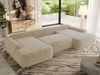 U-förmige Ecke, Ecksofa mit schlaffunktion und bettkasten, lose kissen, Wellenfeder, Big sofa XXL - CUBO U - Creme Plüsch Bild 4
