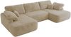 U-förmige Ecke, Ecksofa mit schlaffunktion und bettkasten, lose kissen, Wellenfeder, Big sofa XXL - CUBO U - Creme Plüsch Bild 5