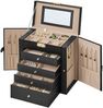 SONGMICS Schmuckbox mit 5 Ebenen, Schmuckkasten, mit Innenspiegel, abschließbar, schwarz Bild 4