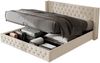 Polsterbett 140x200 cm im Chesterfield-Stil, Samt, hohes Kopfteil 94,5 cm, hydraulischer Bettkasten, Beige Bild 4