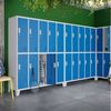 Jan Nowak Mehrzweckschrank Metall Kleiderspind 136 cm BARTEK 10 Fächer abschließbar Stahl (Stahl pulverbeschichtet PZH-zertifiziert) Garderobenschrank Schloss je Fach hoch robust 12 Farben PZH Bild 4
