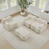 3-Sitzer Sofa 288×167×70 cm aus Samt rahmenlos modular mit 1 Ottomane, beige Bild 3