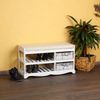 Sitzbank Schuhschrank Schuhregal Truhenbank Körben Holz Kissen Bank Weiß Grau Bild 2