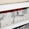 Sitzbank Schuhschrank Schuhregal Truhenbank Körben Holz Kissen Bank Weiß Grau Bild 3
