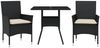 vidaXL 3-tlg. Garten-Essgruppe mit Kissen Schwarz Poly Rattan Glas 3278599 Bild 2