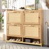 Schuhschrank B 108,5 x T 24 x H 100 cm aus MDF in Holzoptik mit 4 Türen, Metallgestell & Ablage Bild 5