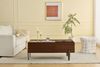Couchtisch 105x50x41,5 cm mit Schubladen & Glasplatte, MDF dunkelbraun, silbergraue Metalllbeine,Dunkelbraun und dunkles Marmormuster Bild 5