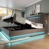 Polsterbett 180×200 cm mit Bettkasten, LED, USB/Typ-C und Stauraum-Kopfteil, Grau, ohne Matratze Bild 2