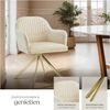 tectake Esszimmerstuhl Samt-Drehstuhl gepolstert, mit durchgehender Lehne, 56 x 59 x 81 cm (Bürostuhl Lona in creme/gold, 6 St), 360° drehbar, schlanke Stahlbeine, bodenschonend, Belastbarkeit 120 kg Bild 3