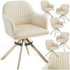 tectake Esszimmerstuhl Samt-Drehstuhl gepolstert, mit durchgehender Lehne, 56 x 59 x 81 cm (Bürostuhl Lona in creme/gold, 6 St), 360° drehbar, schlanke Stahlbeine, bodenschonend, Belastbarkeit 120 kg Bild 4