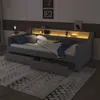 Schlafsofa mit LED-Streifen, Lattenrost und 2 Schubladen, 90x200cm, Polsterbett, Einzelbett, Jugendbett, Leinenbezug Bild 3