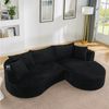 OKWISH Sofa Inkl. Getränkehalter & Kissen, vakuumverpackt, für Wohnzimmer, Bogenförmiges Design, weicher Cordstoff in schwarz 1 Teile, 3-Sitzer Kompressionssofa mit rechte Chaiselongue Bild 2