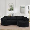OKWISH Sofa Inkl. Getränkehalter & Kissen, vakuumverpackt, für Wohnzimmer, Bogenförmiges Design, weicher Cordstoff in schwarz 1 Teile, 3-Sitzer Kompressionssofa mit rechte Chaiselongue Bild 3