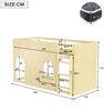 Novelux Hochbett 90x200 mit LED, gerader Leiter und Ablagefach – Kinderhochbett aus Kiefer/MDF in Natur, mit Rausfallschutz, Fensterdesign, ohne Matratze Bild 2