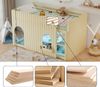 Novelux Hochbett 90x200 mit LED, gerader Leiter und Ablagefach – Kinderhochbett aus Kiefer/MDF in Natur, mit Rausfallschutz, Fensterdesign, ohne Matratze Bild 4