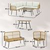 Outsunny Gartenlounge-Set mit Ecksofa, Zweisitzersofa, Glastisch, abnehmbar Kissen, (Lounge Set, 4-tlg, Gartenmöbel Set), für Garten Terrasse Balkon Cremeweiß Bild 3