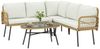 Outsunny Gartenlounge-Set mit Ecksofa, Zweisitzersofa, Glastisch, abnehmbar Kissen, (Lounge Set, 4-tlg, Gartenmöbel Set), für Garten Terrasse Balkon Cremeweiß Bild 2