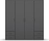 rauch Kleiderschrank; Drehtürenschrank VOYAGER, 4-türig, 4 Schubkästen, Graumetallic, 187x194x53xcm Bild 2
