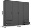 rauch Kleiderschrank; Drehtürenschrank VOYAGER, 4-türig, 4 Schubkästen, Graumetallic, 187x194x53xcm Bild 4