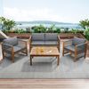 Merax Loungeset mit bequemem Kissen, Akazie / Grau Bild 4