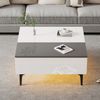Couchtisch höhenverstellbar weiß mit LED & Schublade, 70x70x35-48,5 cm Bild 4
