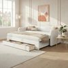 Ausziehbett 90/180×200 cm mit 2 Schubladen und USB-C/USB, Samt Beige, ohne Matratze Bild 4