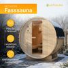 Artsauna Outdoor Fasssauna Spitzbergen 120 für 2 Personen - 3,6 kW Ofen, Saunasteine & Zubehör - Saunafass aus Fichtenholz - Außensauna Gartensauna Bild 2