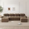4-Sitzer Wohnlandschaft H 69 x T 382 x B 177 cm aus Cord in Braun, modular, mit 74 cm Tiefsitz Bild 2