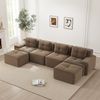 4-Sitzer Wohnlandschaft H 69 x T 382 x B 177 cm aus Cord in Braun, modular, mit 74 cm Tiefsitz Bild 3