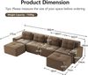 4-Sitzer Wohnlandschaft H 69 x T 382 x B 177 cm aus Cord in Braun, modular, mit 74 cm Tiefsitz Bild 5