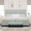 vidaXL Boxspringbett mit Matratze Hellgrau 200 x 200 cm Samt 3344468 Bild 3