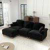 Ecksofa, Chenille mit beweglichem Hocker & abnehmbarem Rüschenrock, Schwarz, 3-Sitzer Bild 4