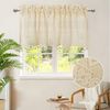 Qelus Gardine Boho Halbtransparent Gardinen Vintage Quaste Rutentasche Vorhänge (1 St), Landhausstil Küche Wohnzimmer Rutentasche Scheibengardine Bild 1