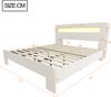 Merax Doppelbett, 180 x 200 cm Holzbett, Bettgestell aus Holz mit Stauraum im Kopfteil, LED-Beleuchtung, integrierten Steckdosen, Plattformbett, Weiß Bild 4