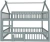 Kinder-Etagenbett 140*200, Kinder-Familienbett, Etagenbett mit Treppe, Loft Design, Massivholz-Etagenbett-Rahmen, Grau Bild 4